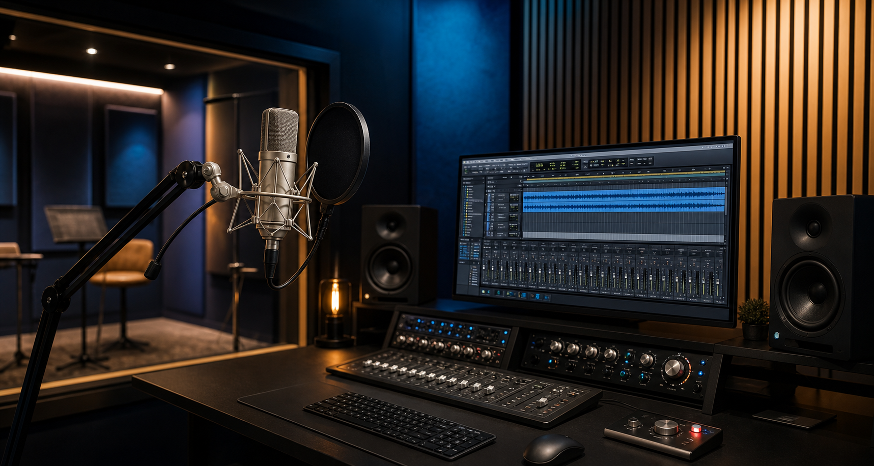 Studio voix off avec station audio type ProTools